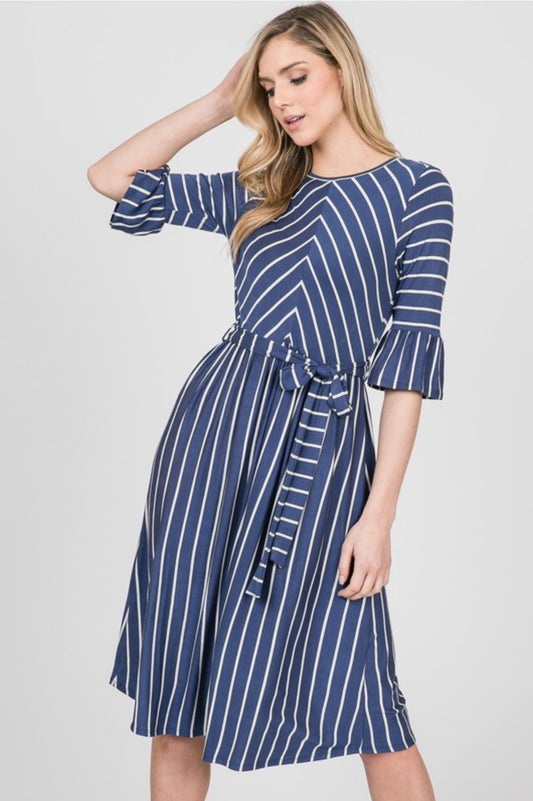 Serene Stripe Dress with Pockets